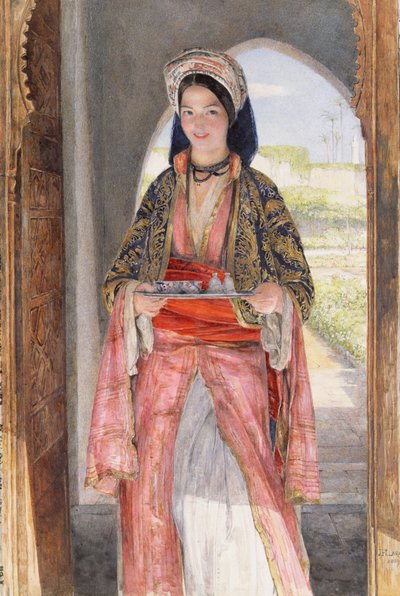 Een Oosters Meisje met een Dienblad, 1859 door John Frederick Lewis